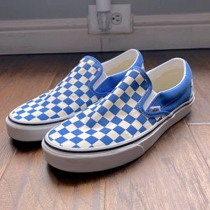 Brand new Slip-on Vans Checks, size 9, Blue/Cream/White